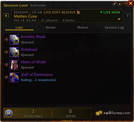 Session Loot: tonight's items in Molten Core